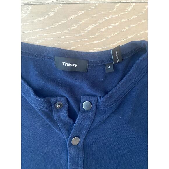 Theory Long Sleeve Navy Henley Mens Small - Picture 2 of 3